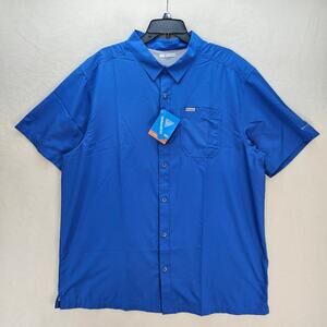 COLUMBIA MEN'S XL PFG RIPSTOP SHORT SLEEVE COLLEGIATE BLUE SLACK TIDE CAMP NWT